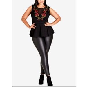 City Chic Trendy Women's sz 24W Black Blouse Top